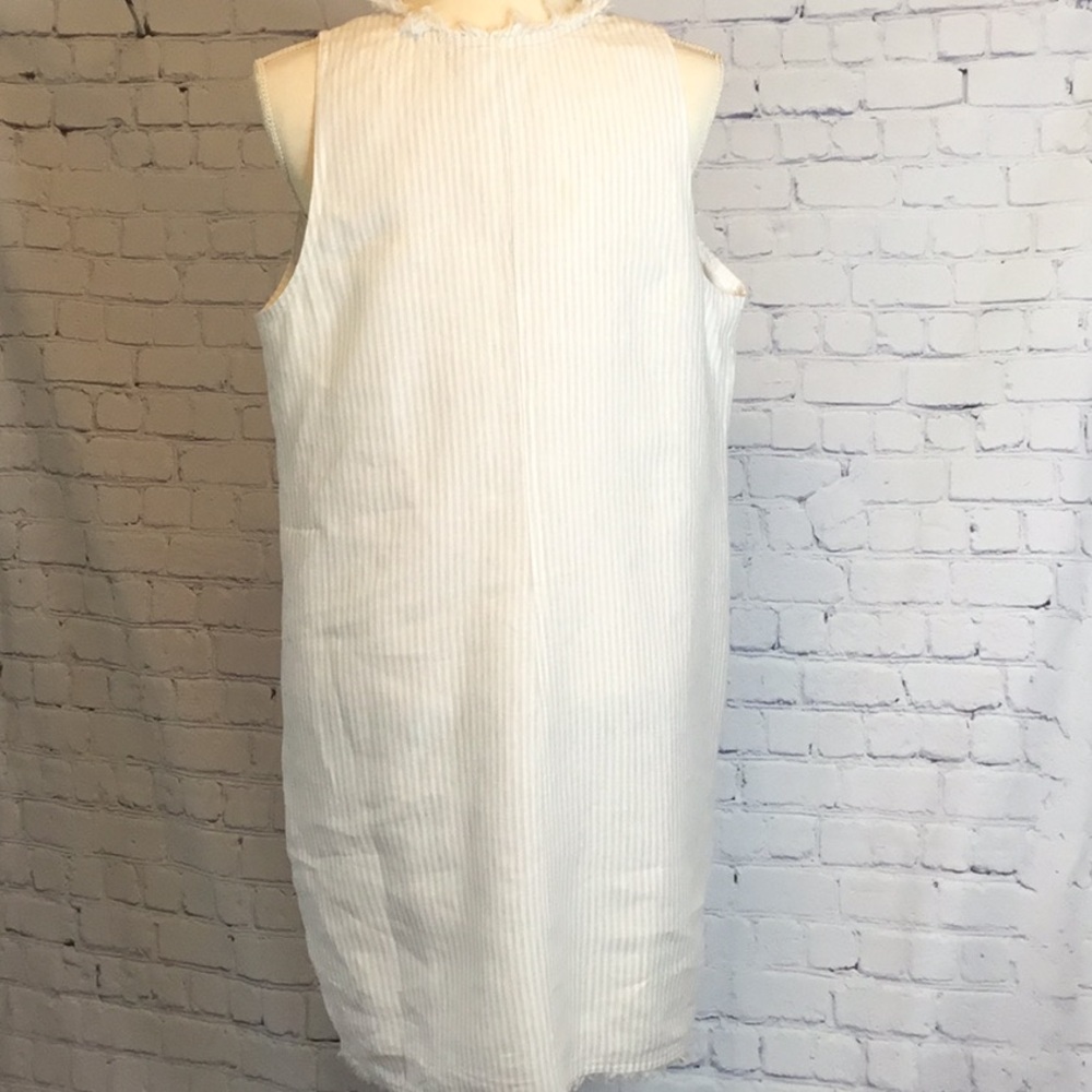 Tommy Bahama Two Palms Ruffle White/tan Striped Shift Dress - Picture 6 of 12